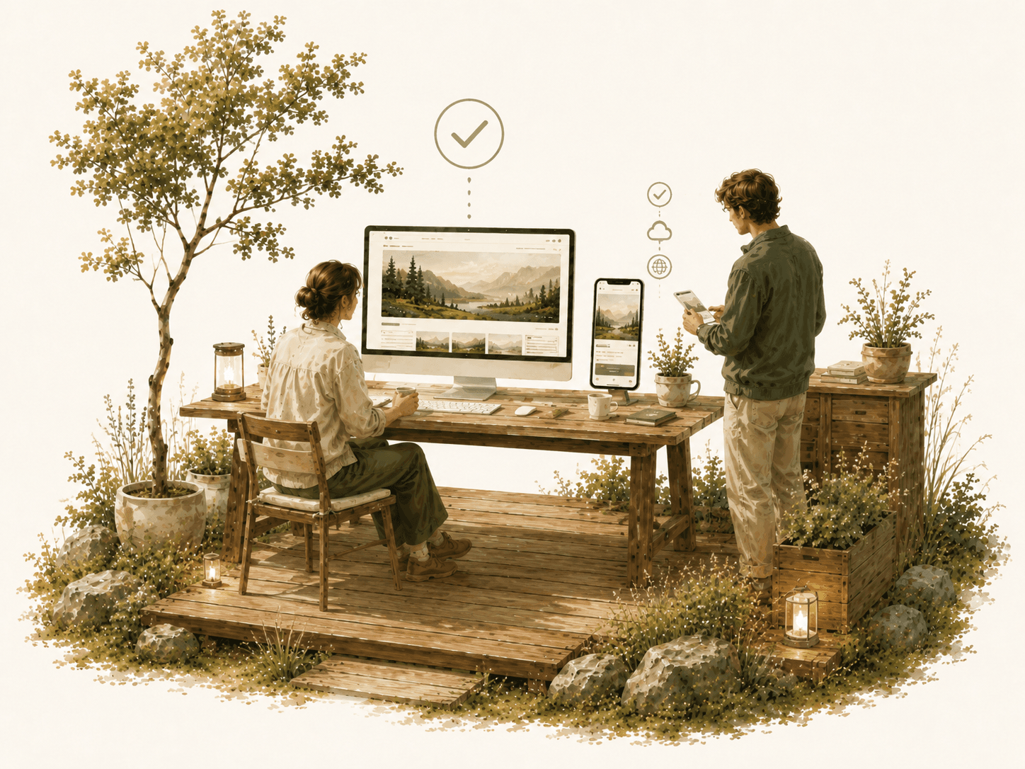 To personer gjennomgår den ferdige nettsiden